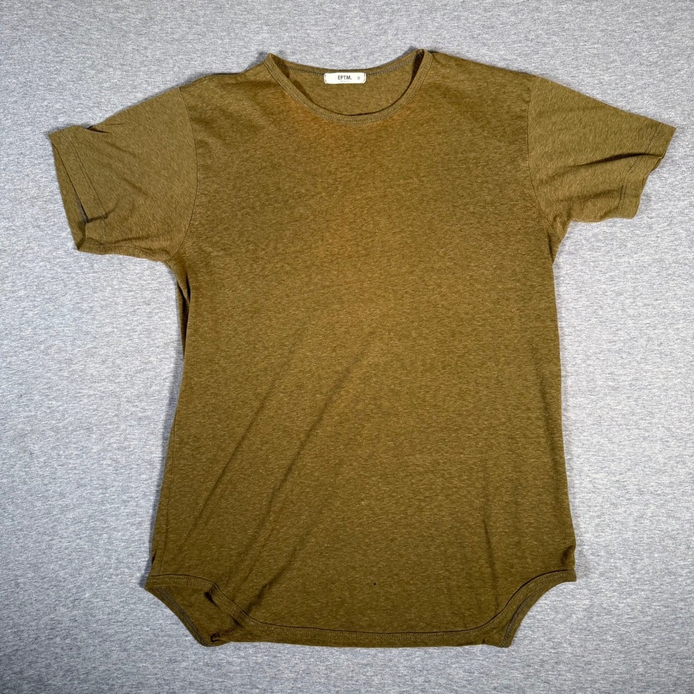 EPTM Men's Medium Olive Longline Curved Hem Crew Neck Short Sleeve T-Shirt